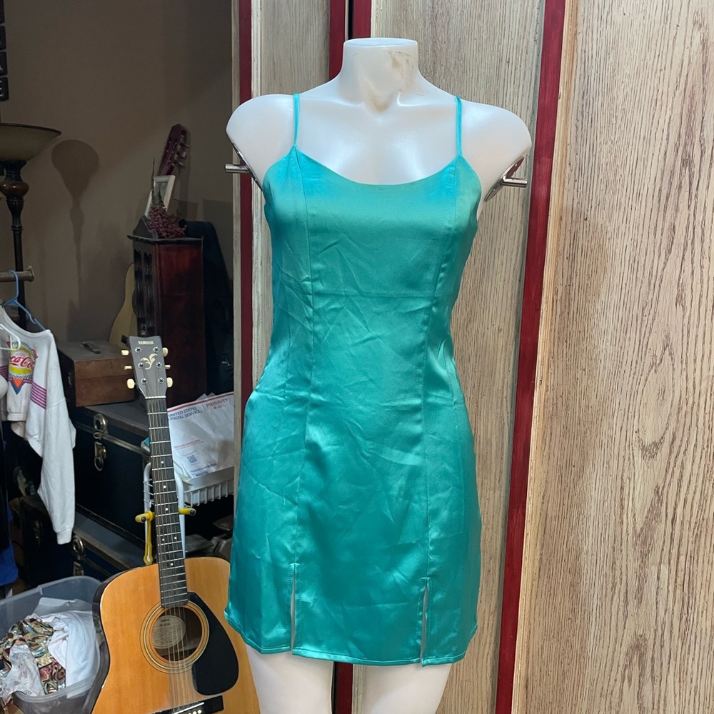 Forever 21 Teal Satin Dress